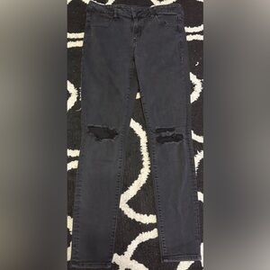 American Eagle Next Level Stretch Black Distressed Jeans Size 10 Regular